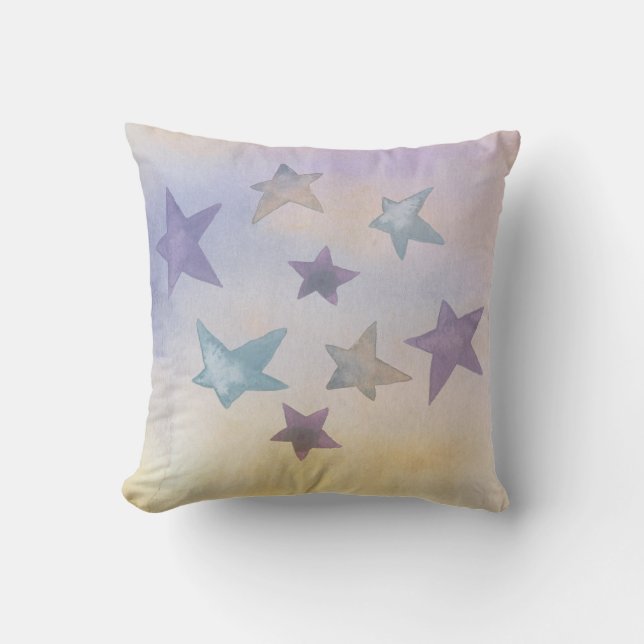 watercolor star design in pastel colours throw pillow (Front)