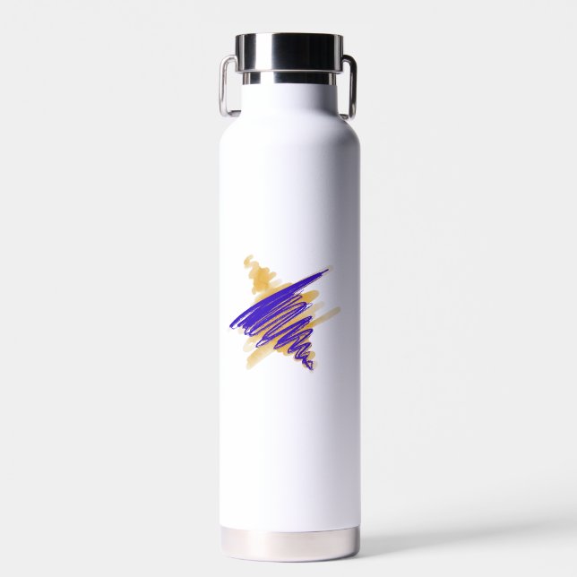 Watercolor Star of David in Gold Water Bottle (Front)