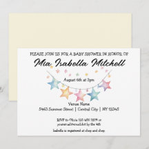 Watercolor Star Pennant Baby Shower Invitation