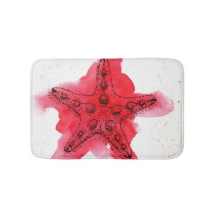 Watercolor Starfish Bath Mat