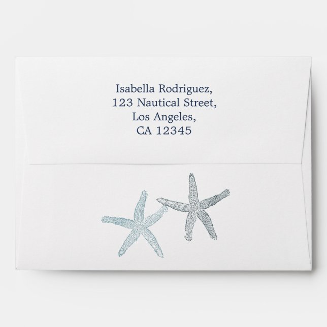 Watercolor Starfish Beach Wedding Envelope (Back (Top Flap))