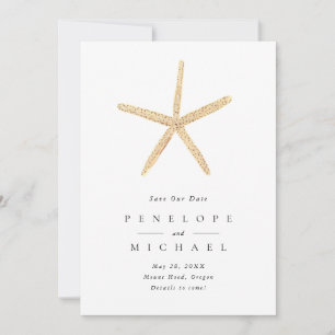 Watercolor Starfish Beach Wedding Save The Date