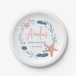 Watercolor Starfish Coral Reef Baby Shower  Paper Plate