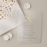 Watercolor Starfish Elegant Minimalist Wedding Acrylic Invitations<br><div class="desc">A nautical watercolor theme creates this gorgeous acrylic wedding invitation. Beautiful hand painted starfish seashell paired with sleek,  minimal fonts. Customize your details and let this beautiful design do all the talking. Choose between a clear or frosted acrylic card. Full matching wedding suite available.</div>