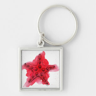 Watercolor Starfish Keychain