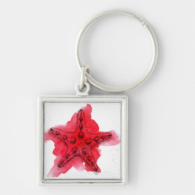 Watercolor Starfish Keychain (Front)