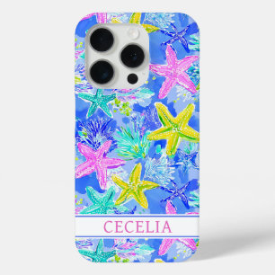 Watercolor Starfish Monogrammed iPhone 15 Pro Case