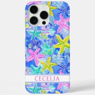 Watercolor Starfish Monogrammed iPhone 16 Pro Max Case