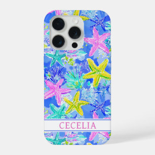Watercolor Starfish Monogrammed iPhone 15 Pro Case