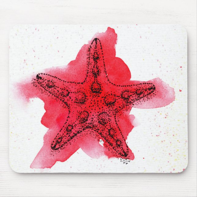 Watercolor Starfish Mouse Pad (Front)