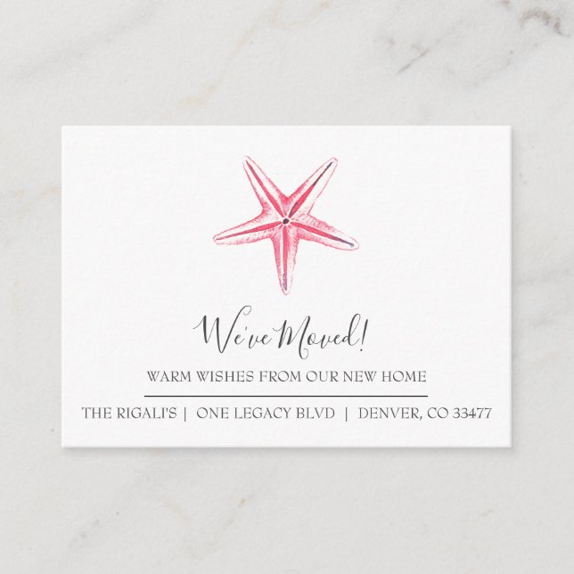 Watercolor Starfish New Home Moving Announcement (Front)