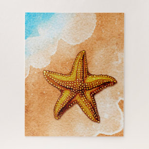 Watercolor Starfish on the Beach Jigsaw Puzzle