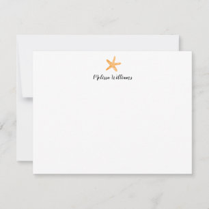 Watercolor Starfish Orange Personalized Stationery Card