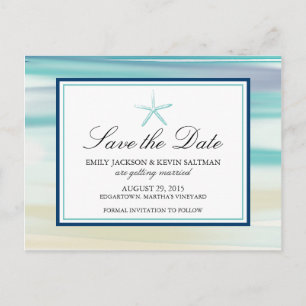 Watercolor Starfish Save the Date Announcement Postcard