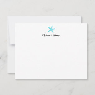 Watercolor Starfish Teal Personalized Stationery Card
