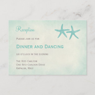 Watercolor Starfish Wedding Reception Card