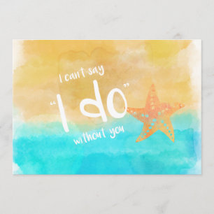 Watercolor Starfish Will You Be My Bridesmaid Invitation