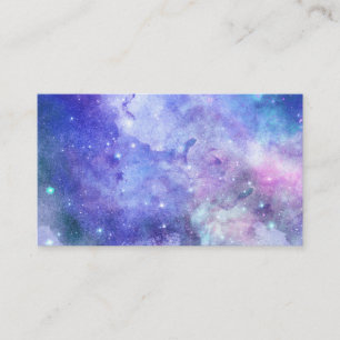 Watercolor Starry Night Galaxy Sky Purple Blue Art Business Card