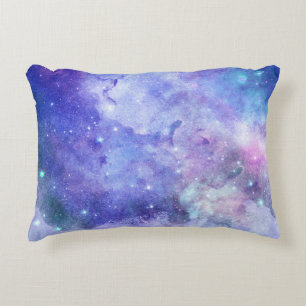 Watercolor Starry Sky Space Lover Galaxy Stars Accent Pillow
