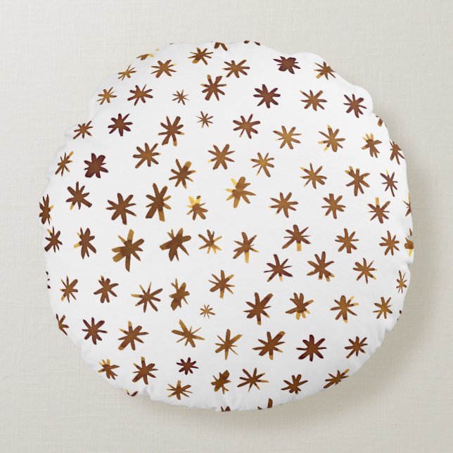 Watercolor stars - amber round pillow (Front)