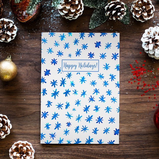 Watercolor stars - blue holiday card (Creator Uploaded)
