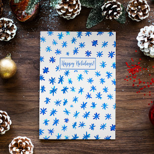 Watercolor stars - blue holiday postcard