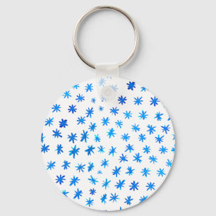 Watercolor stars - blue keychain