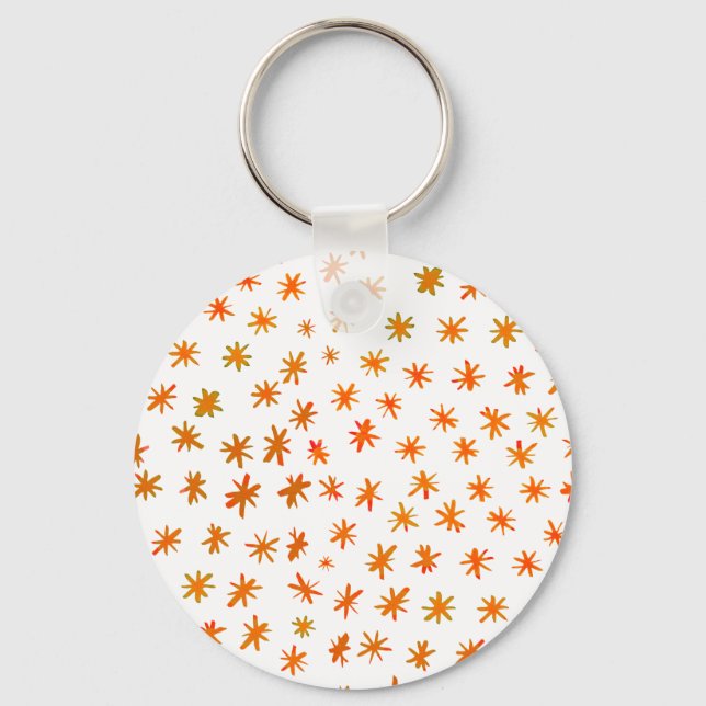 Watercolor stars - orange keychain (Front)