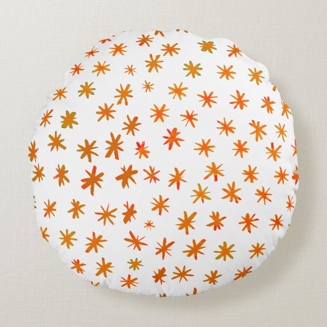 Watercolor stars - orange round pillow (Front)