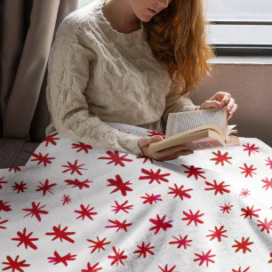 Watercolor stars - red fleece blanket