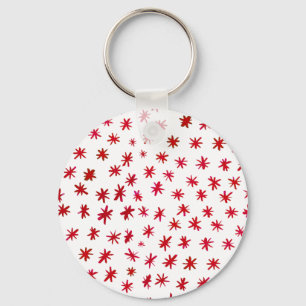 Watercolor stars - red keychain