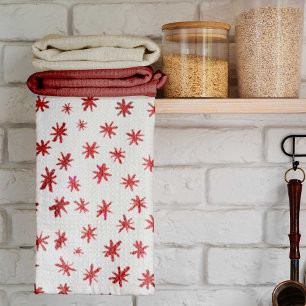 Watercolor stars - red kitchen towel