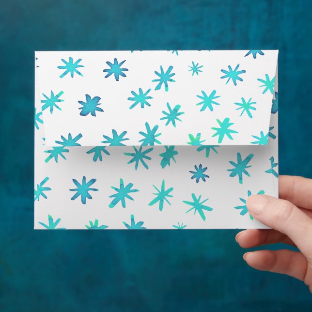 Watercolor stars - turquoise envelope (Hand)