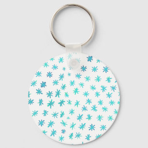 Watercolor stars - turquoise keychain