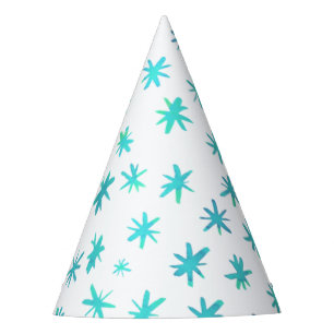 Watercolor stars - turquoise party hat