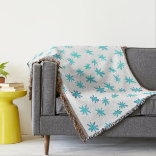 Watercolor stars - turquoise throw blanket