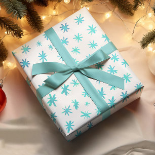 Watercolor stars - turquoise wrapping paper sheet