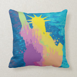 Watercolor Statue of Liberty Throw Pillow