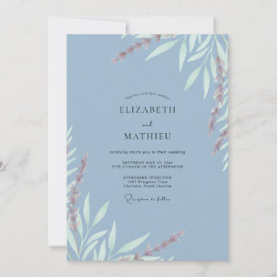 Watercolor Steel Painted Leafy Wedding Invitation