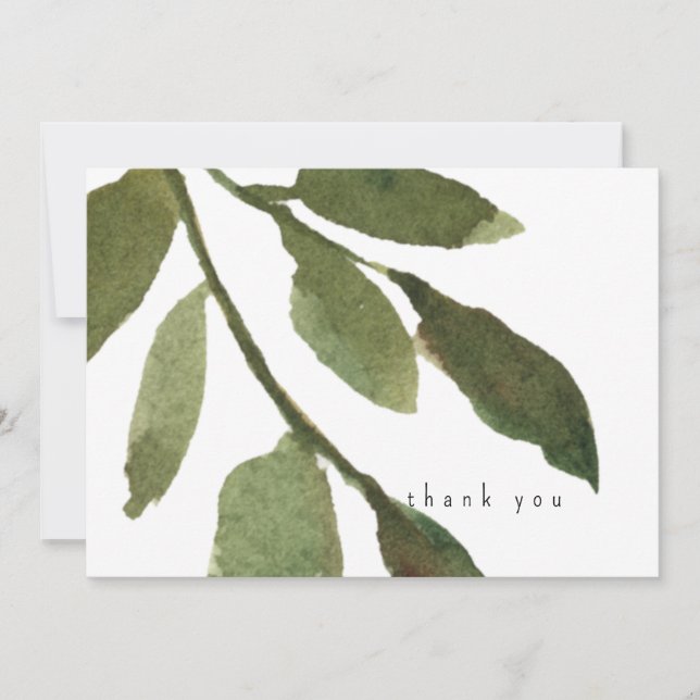 Watercolor Stem Simple Custom  Thank You Card (Front)