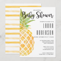 Watercolor Stencil Pineapple Stripe Baby Shower