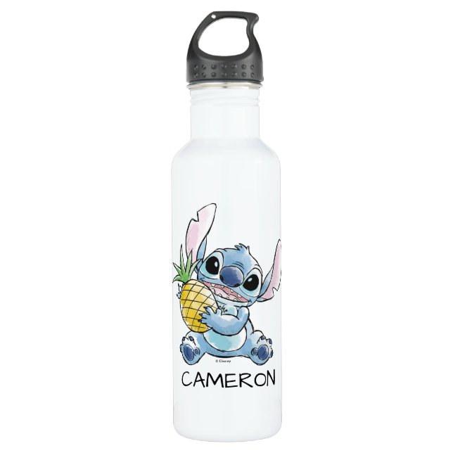 Watercolor Stitch Holding Pineapple 710 Ml Water Bottle (Front)