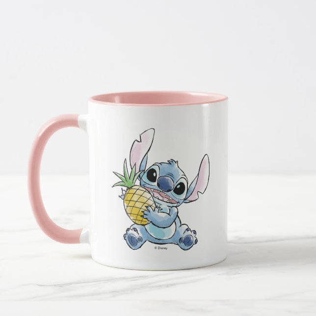 Watercolor Stitch Holding Pineapple Mug (Left)