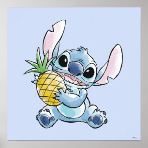 Watercolor Stitch Holding Pineapple Poster
