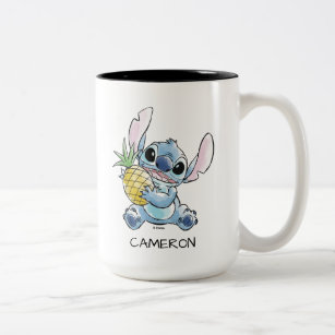 Watercolor Stitch Holding Pineapple Two-Tone Coffee Mug