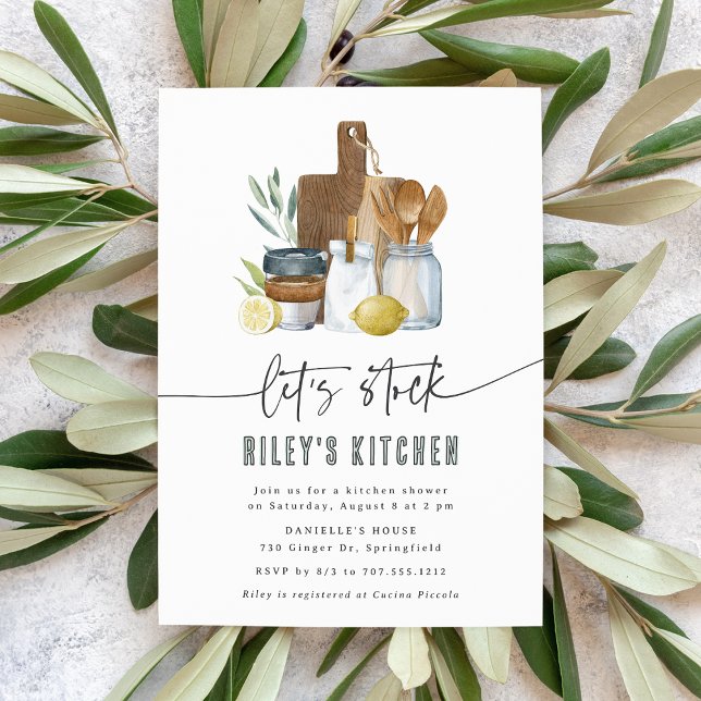 Watercolor Stock the Kitchen Bridal Shower Invitation (Creator Uploaded)