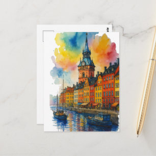 Watercolor Stockholm Sweden Old Town Gamla Stan  Postcard