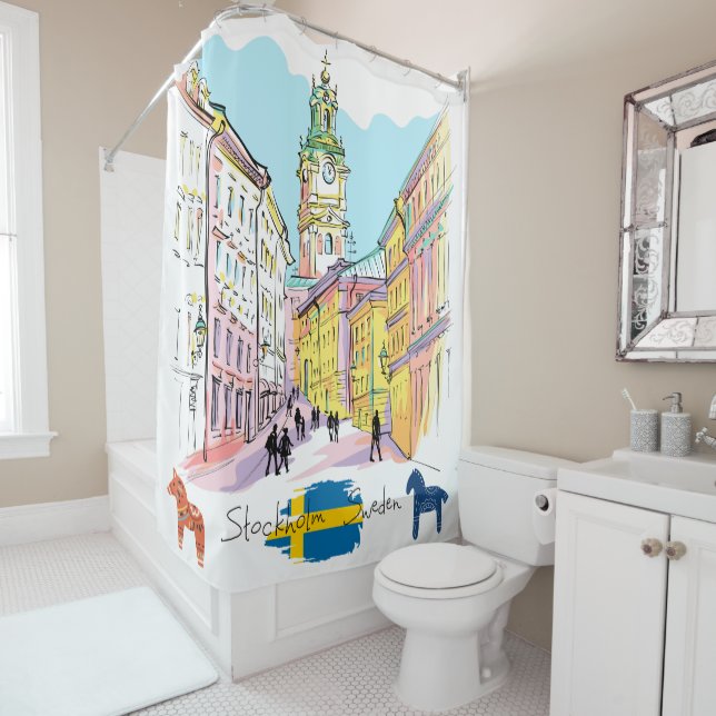 Watercolor Stockholm Sweden Travelling gift White (In Situ)