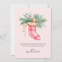 Watercolor Stocking Stuffed Greenery Christmas Hol