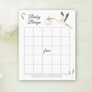 Watercolor Stork Baby Bingo game